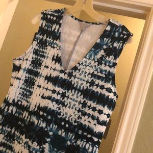 Teal and white stretchy dress